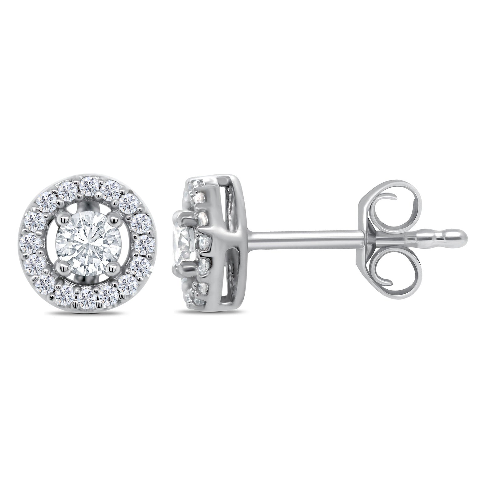 9ct white gold diamond set gap halo stud earrings 0.33ct