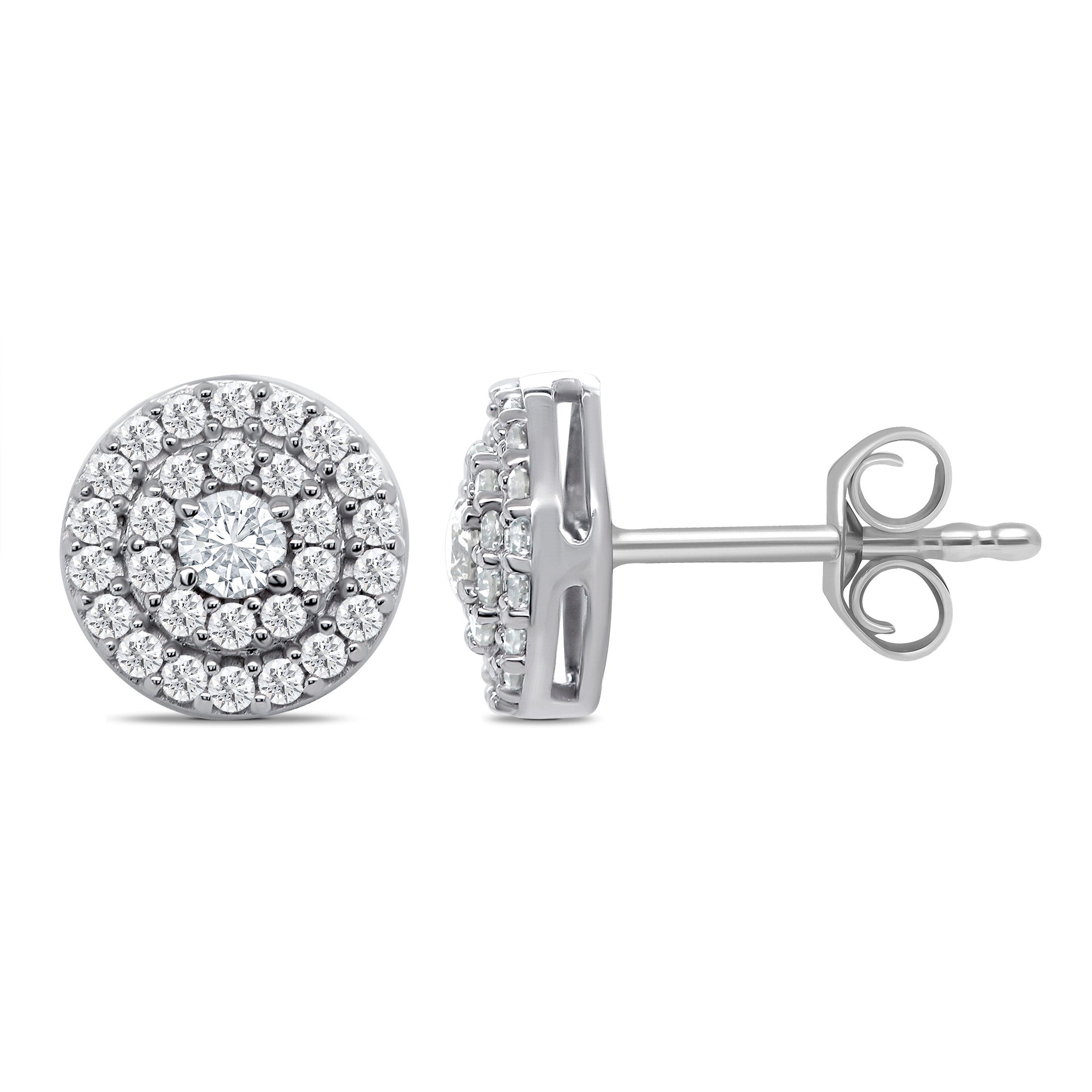 9ct white gold diamond set double halo stud earrings 0.33ct