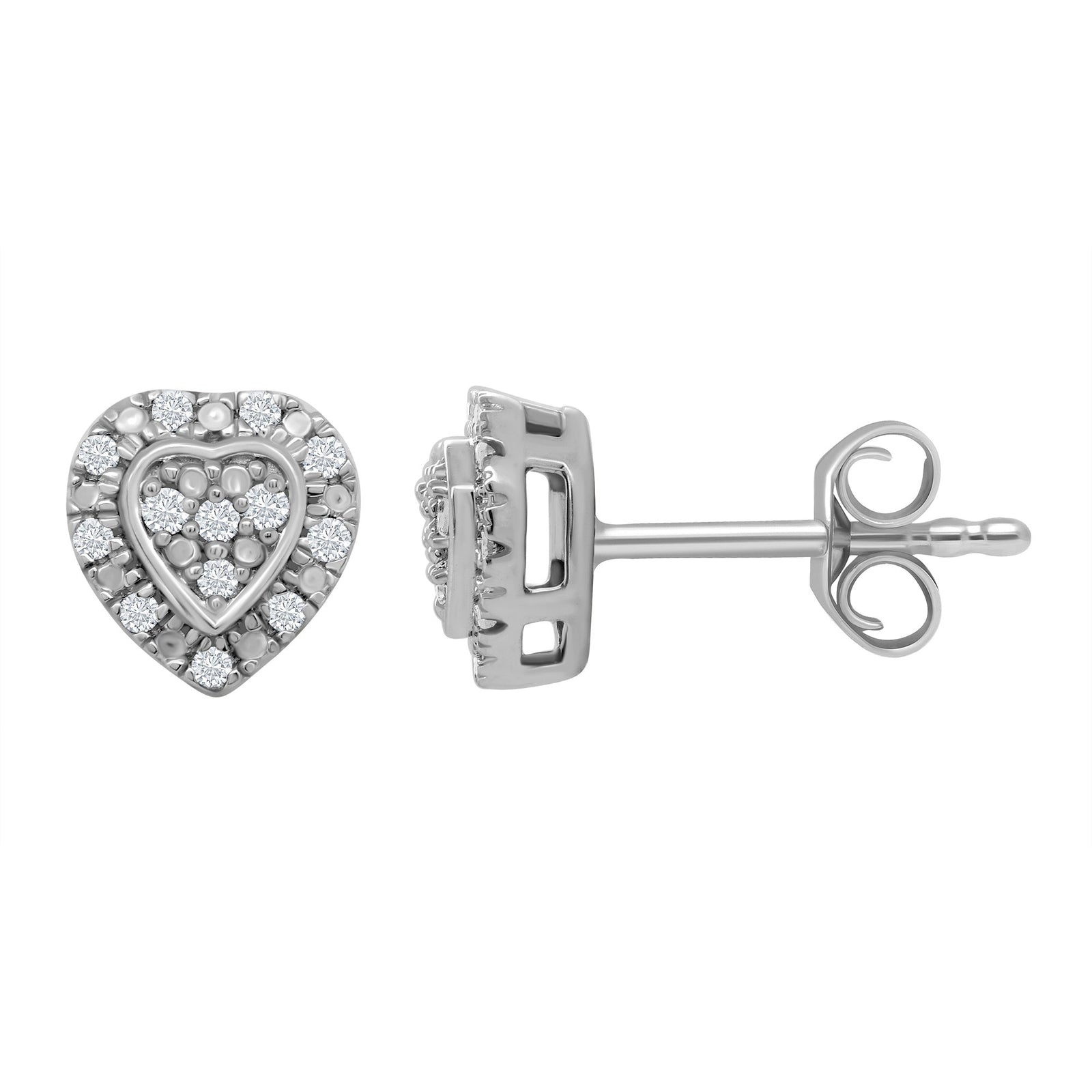 9ct white gold heart shape diamond stud earrings 0.10ct