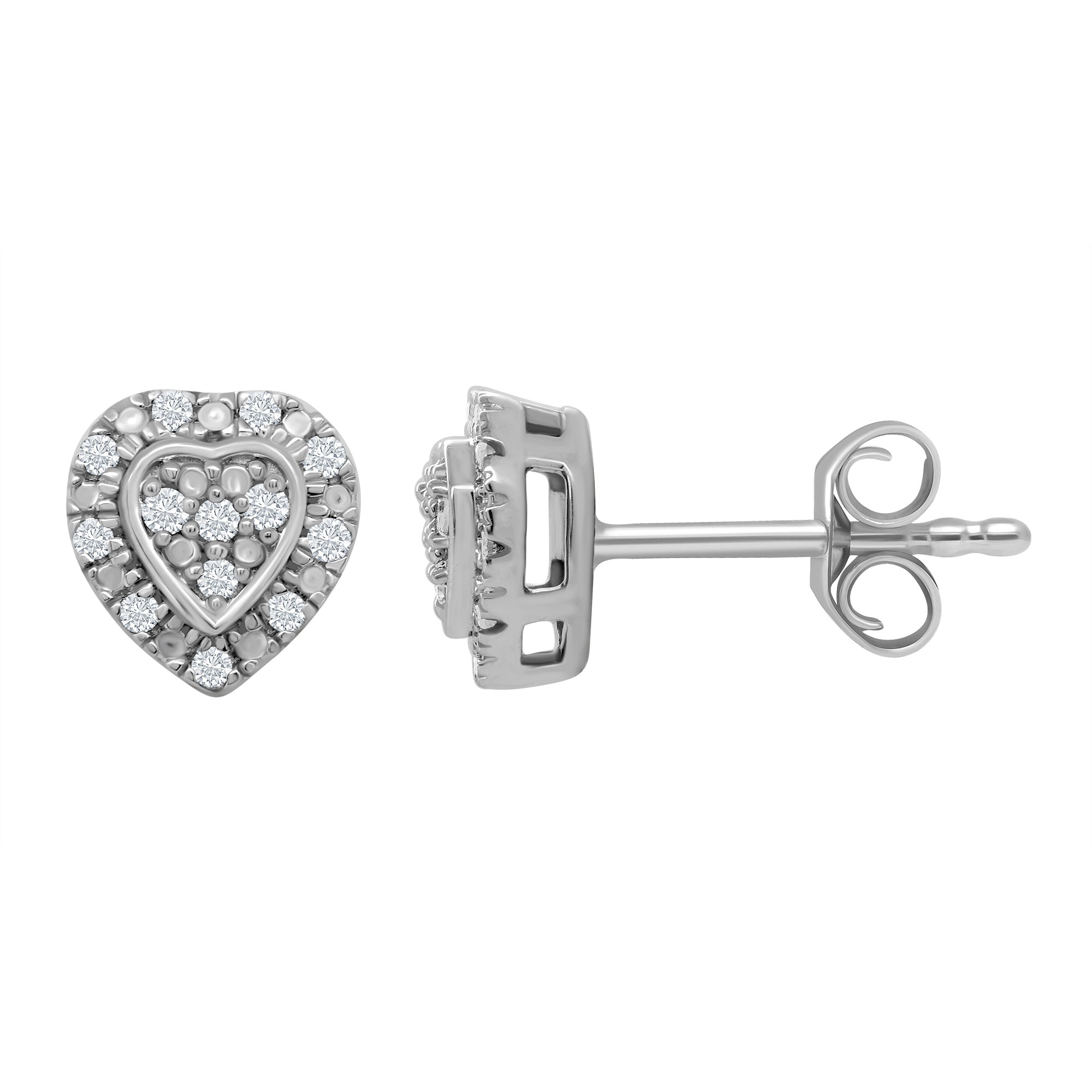 9ct white gold heart shape diamond stud earrings 0.10ct