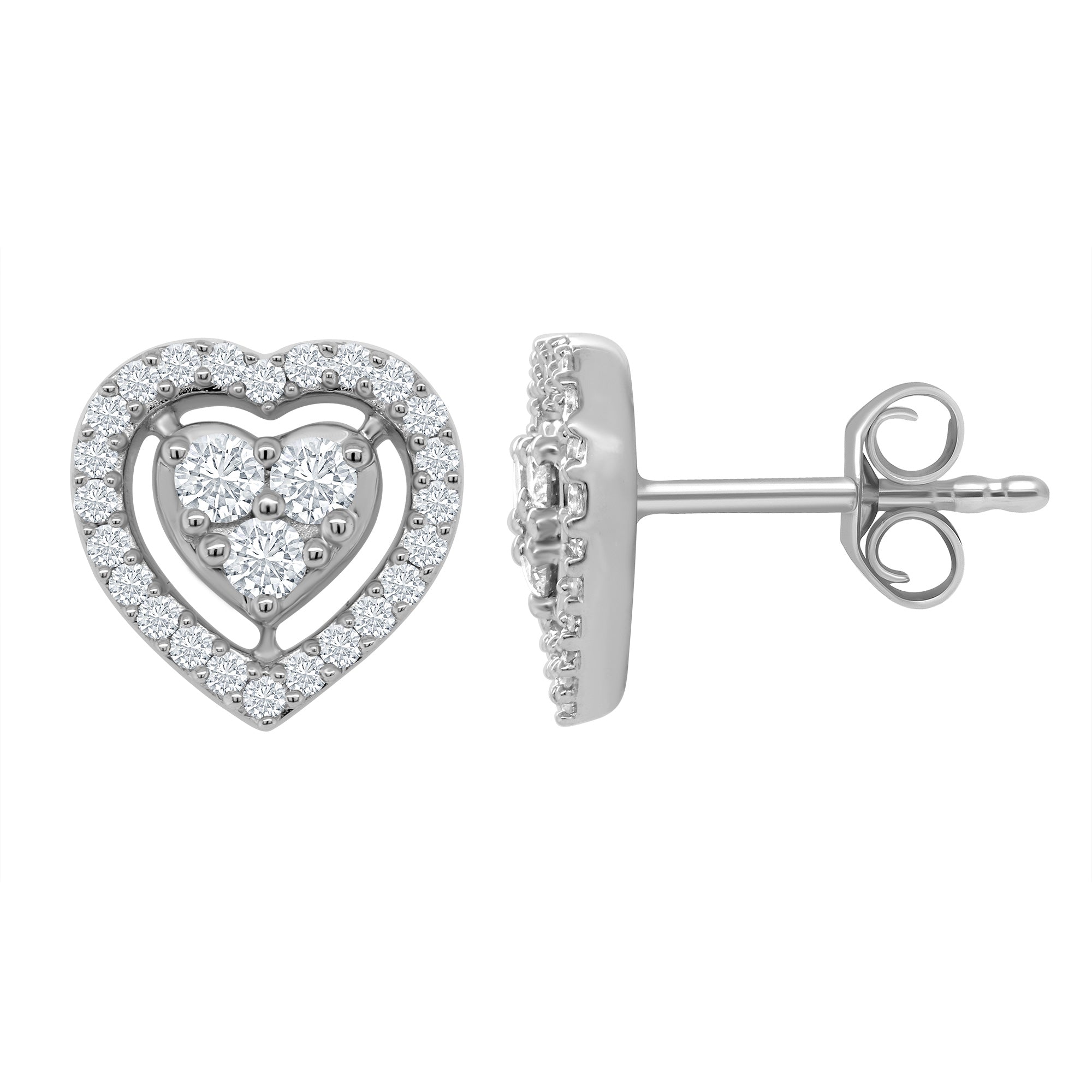 9ct white gold heart shape diamond gap halo stud earrings 0.40ct