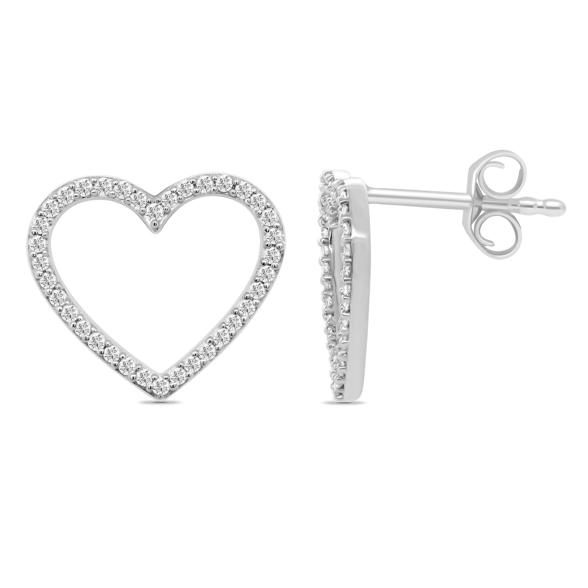 9ct white gold heart shape diamond stud earrings 0.22ct