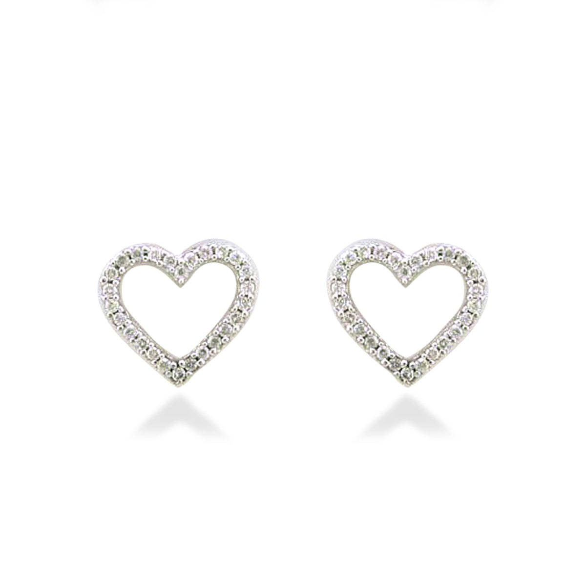 9ct white gold diamond cut out heart stud earrings 0.21ct