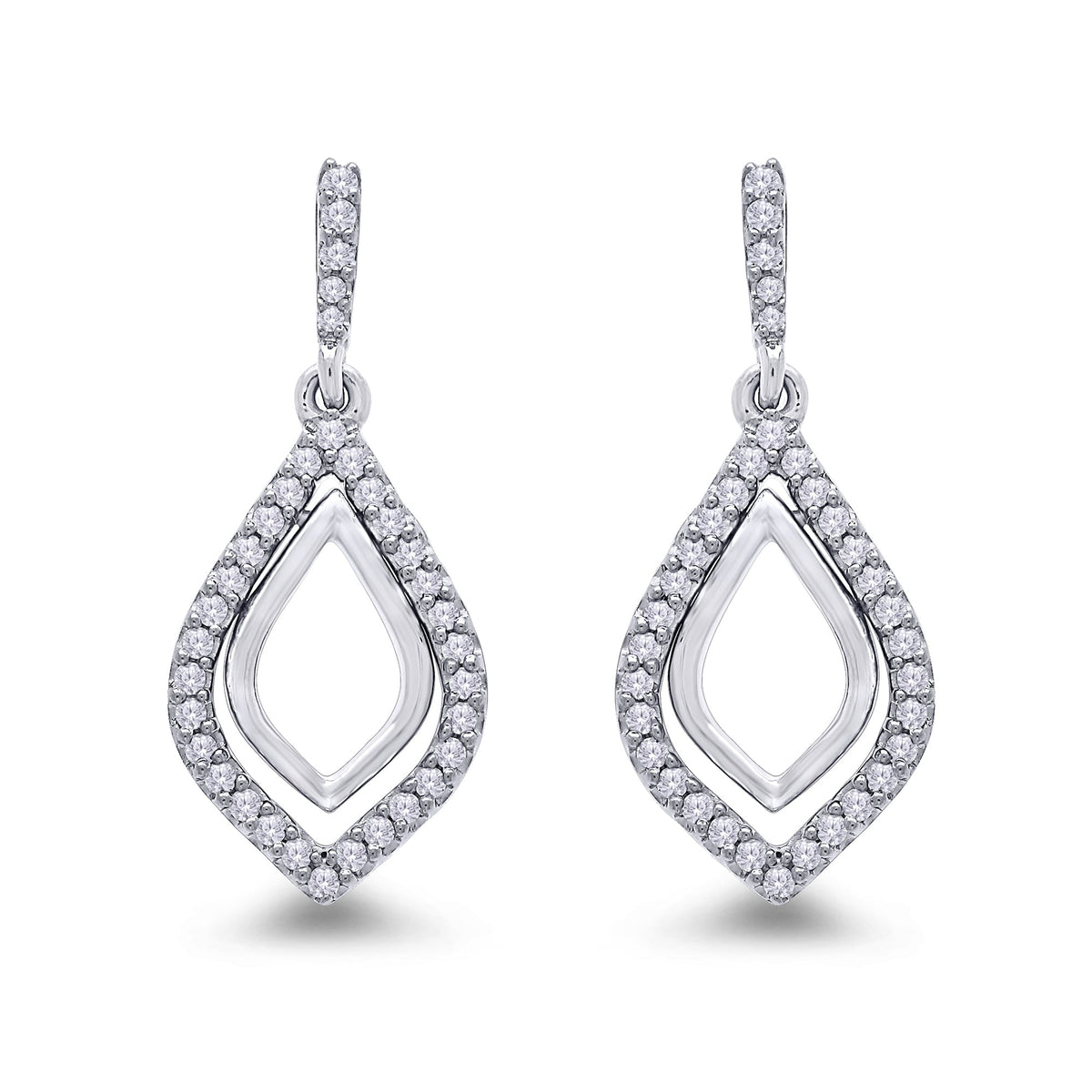 9ct white gold diamond set drop earrings 0.28ct