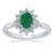 9ct white gold 7x5mm oval emerald & miracle plate diamond cluster ring 0.04ct