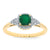 9ct gold 5mm cushion shape emerald & diamond ring 0.15ct