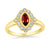 9ct gold 8x4mm marquise shape garnet & antique style diamond cluster ring 0.15ct