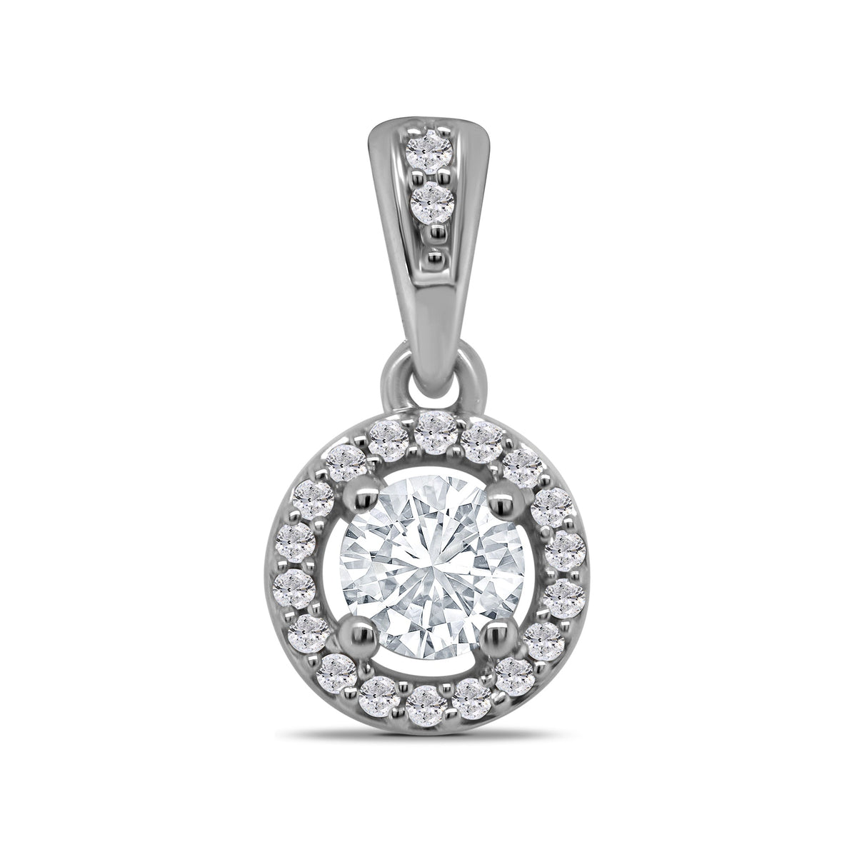 9ct white gold diamond set gap halo pendant 0.25ct