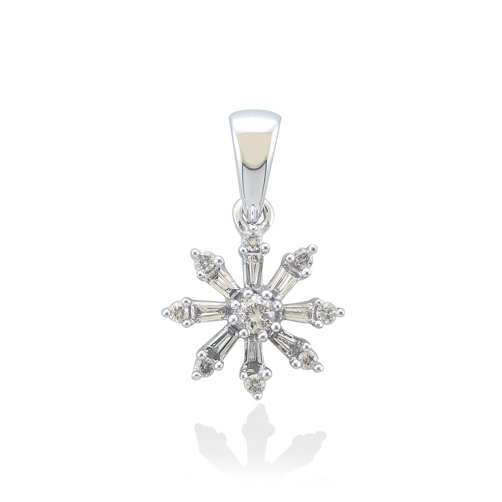 9ct white diamond snowflake pendant 0.25ct