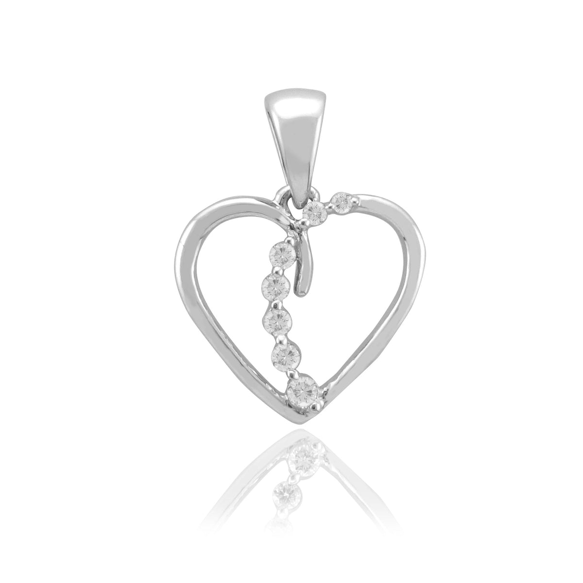 9ct white gold &#39;journey&#39; diamond set heart pendant 0.10ct