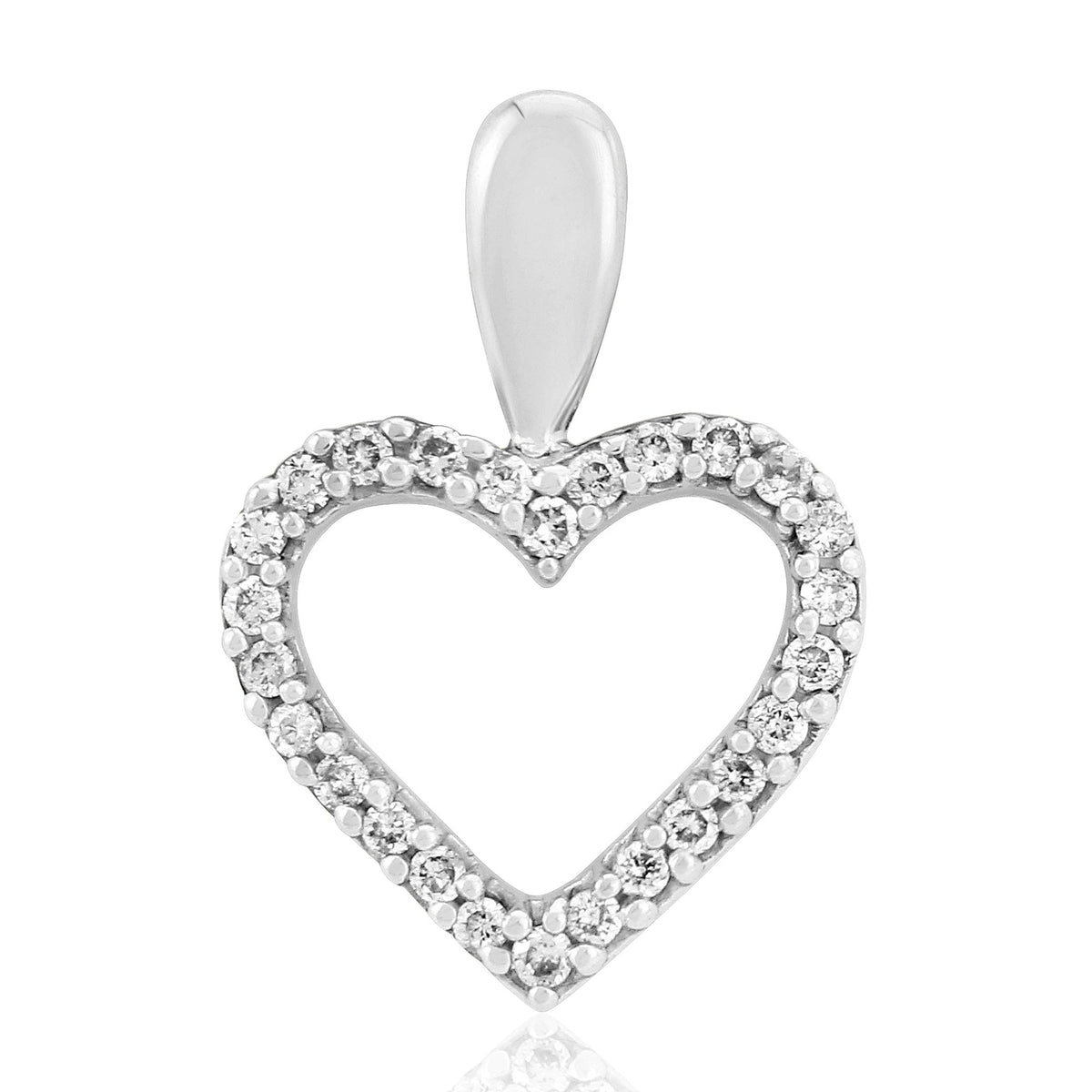 9ct white gold diamond cut out heart pendant 0.10ct