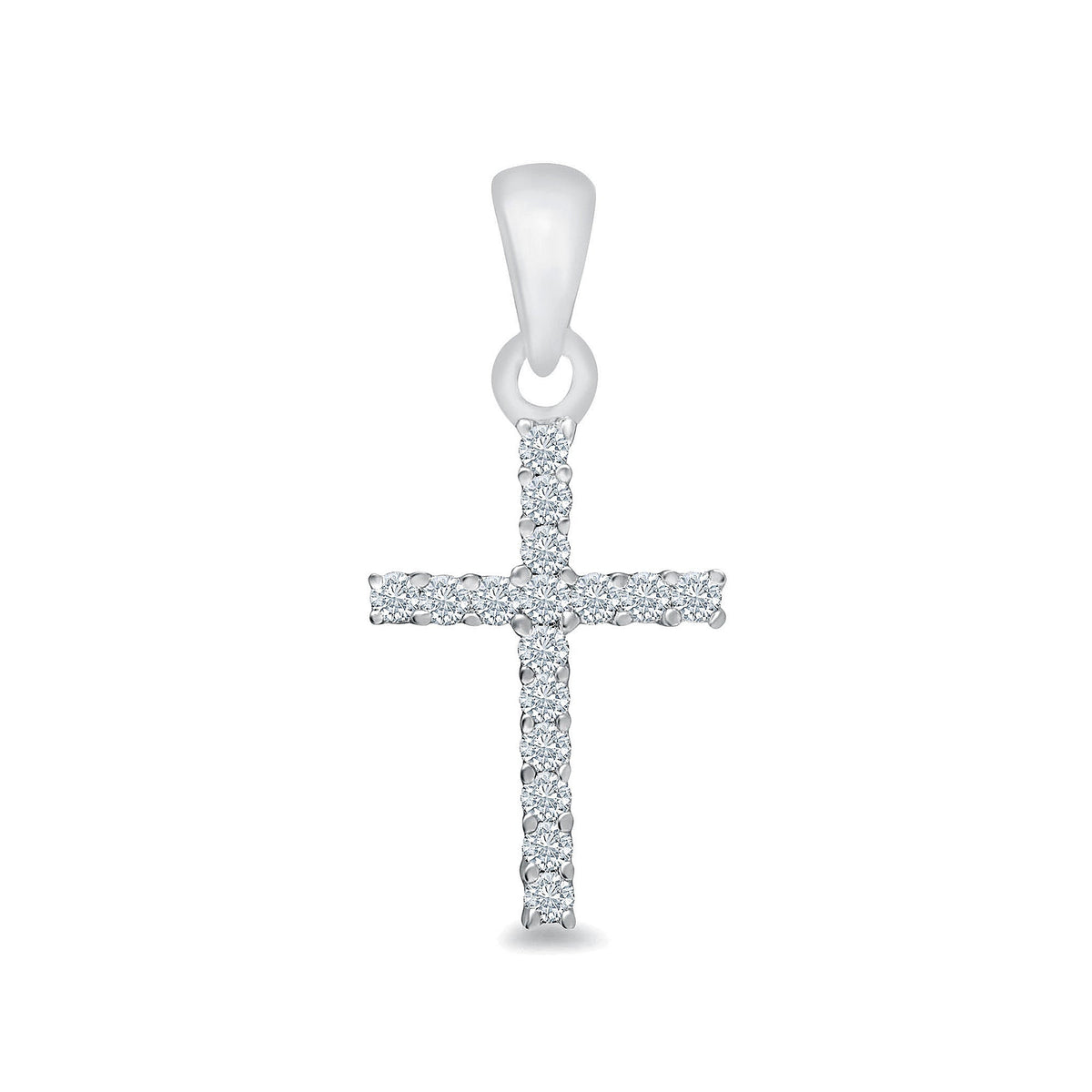 9ct white gold 11mm (plus bale) diamond set cross 0.06ct