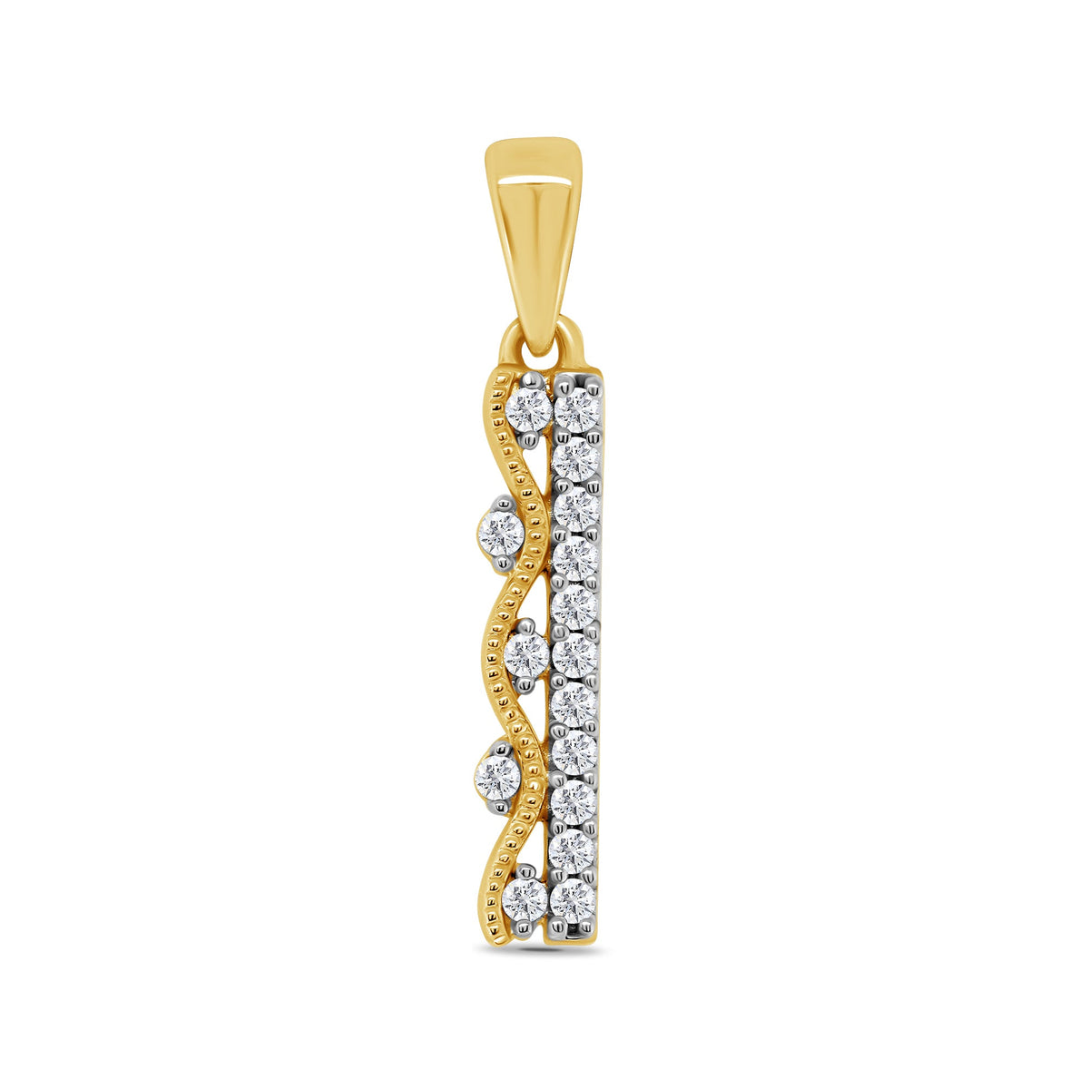 9ct gold double row diamond bar pendant 0.11ct