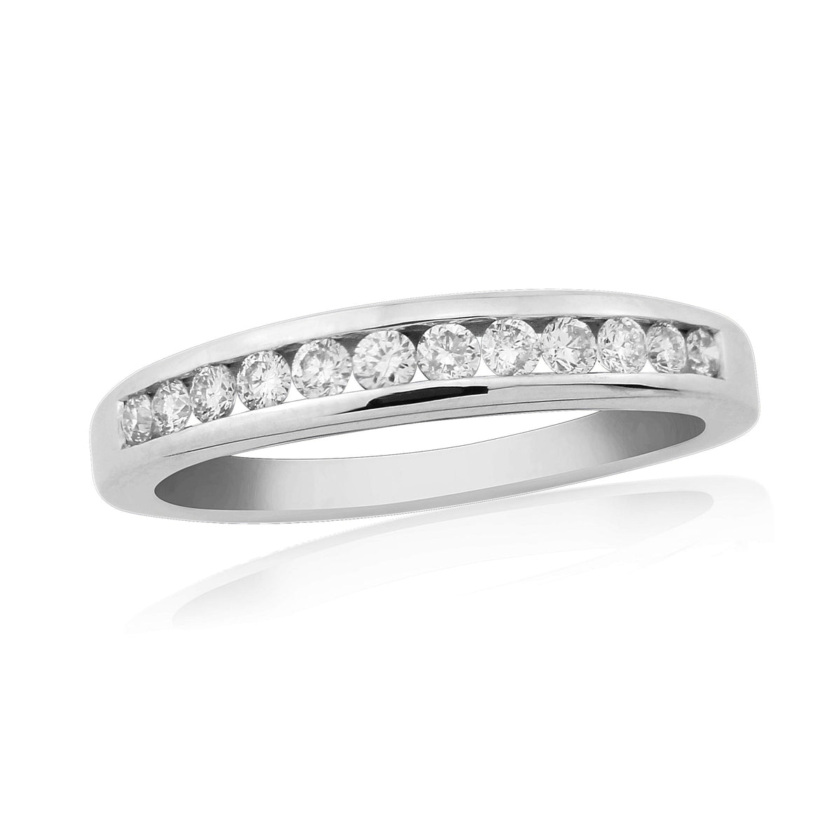 9ct white gold channel set diamond half et ring 0.25ct