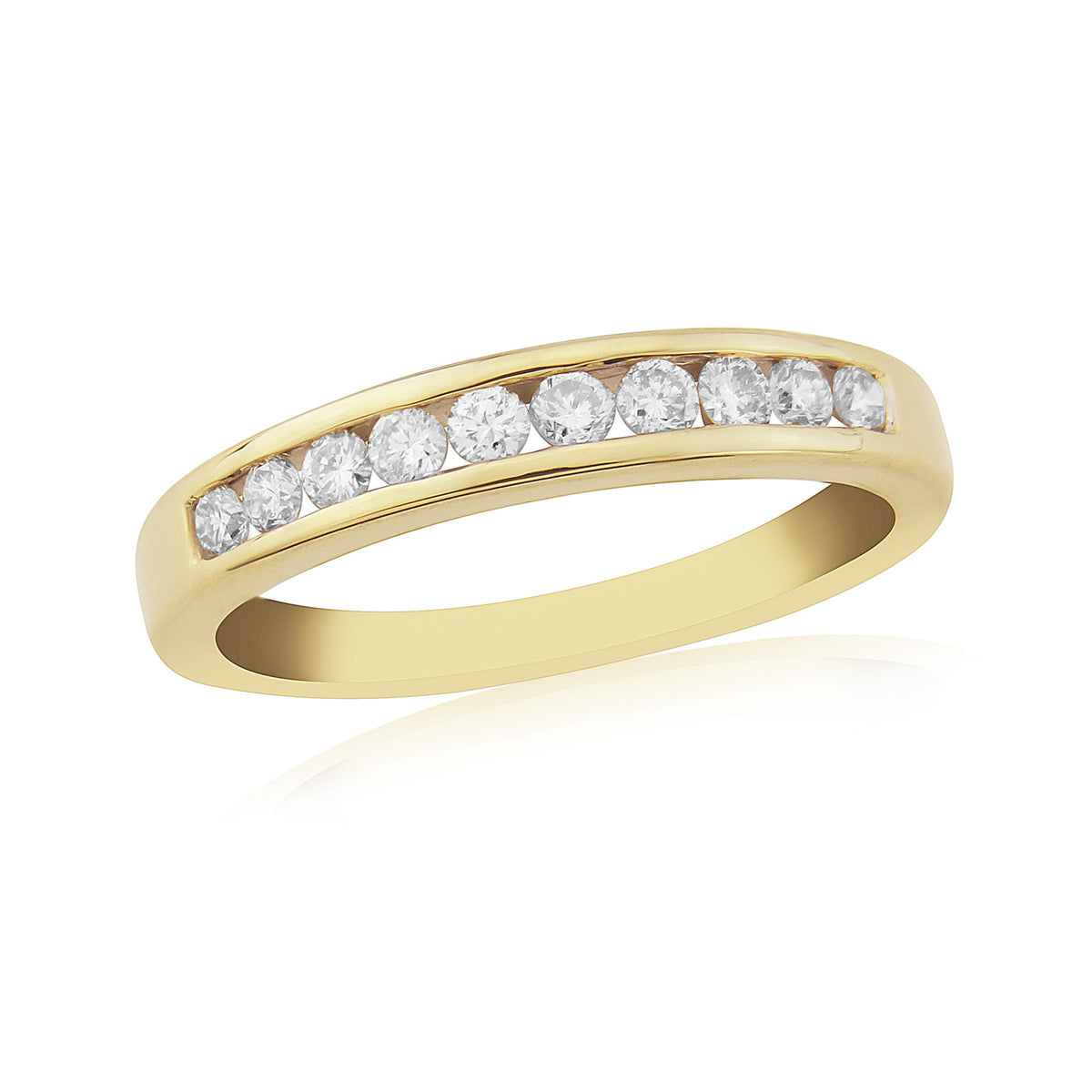 9ct gold channel set diamond half et ring 0.33ct