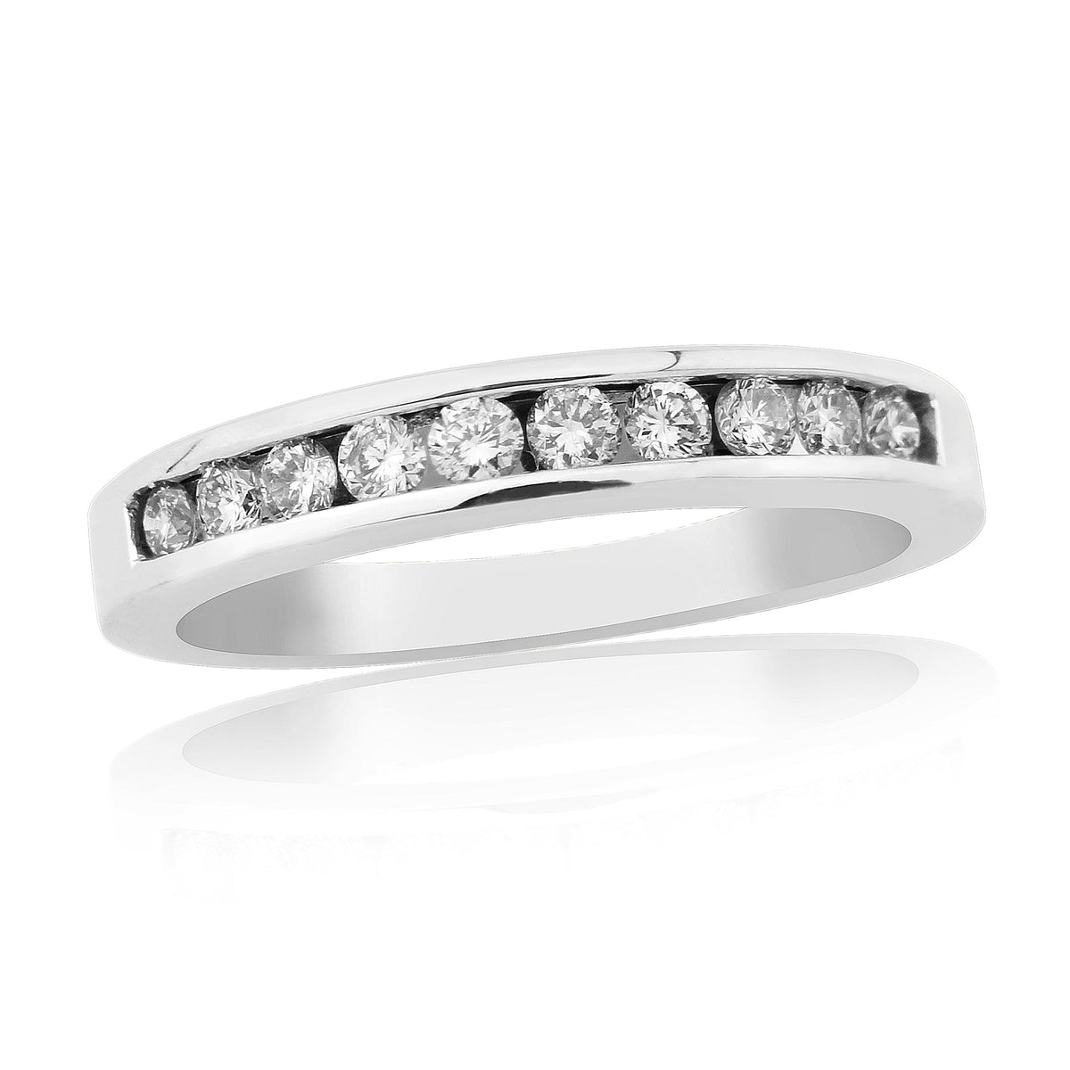 9ct white gold channel set diamond half et ring 0.33ct