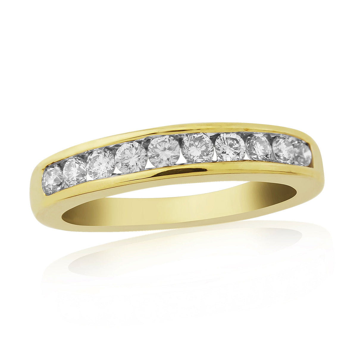 9ct gold channel set diamond half et ring 0.50ct