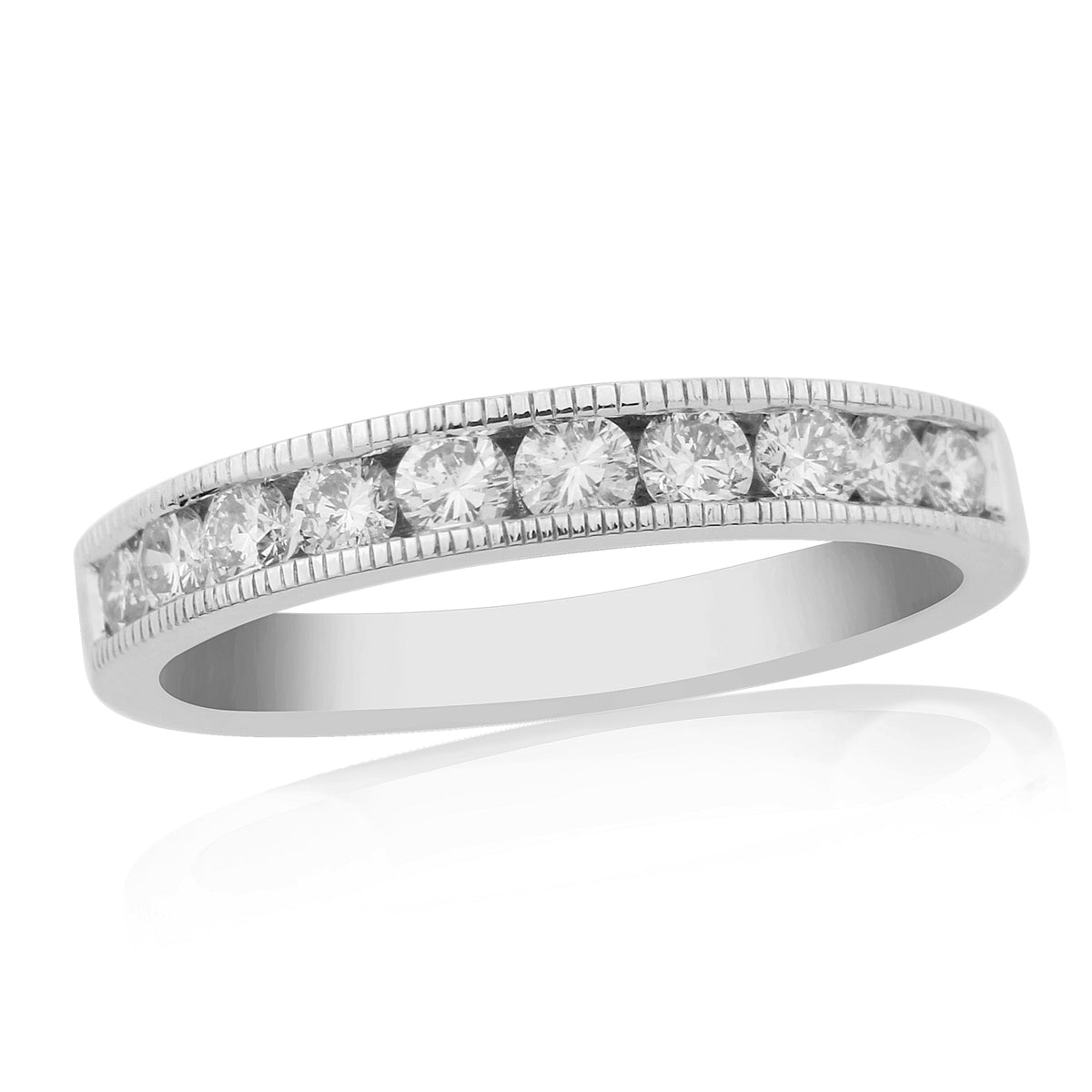 9ct white gold milgrain edge channel set diamond half eternity ring 0.50ct