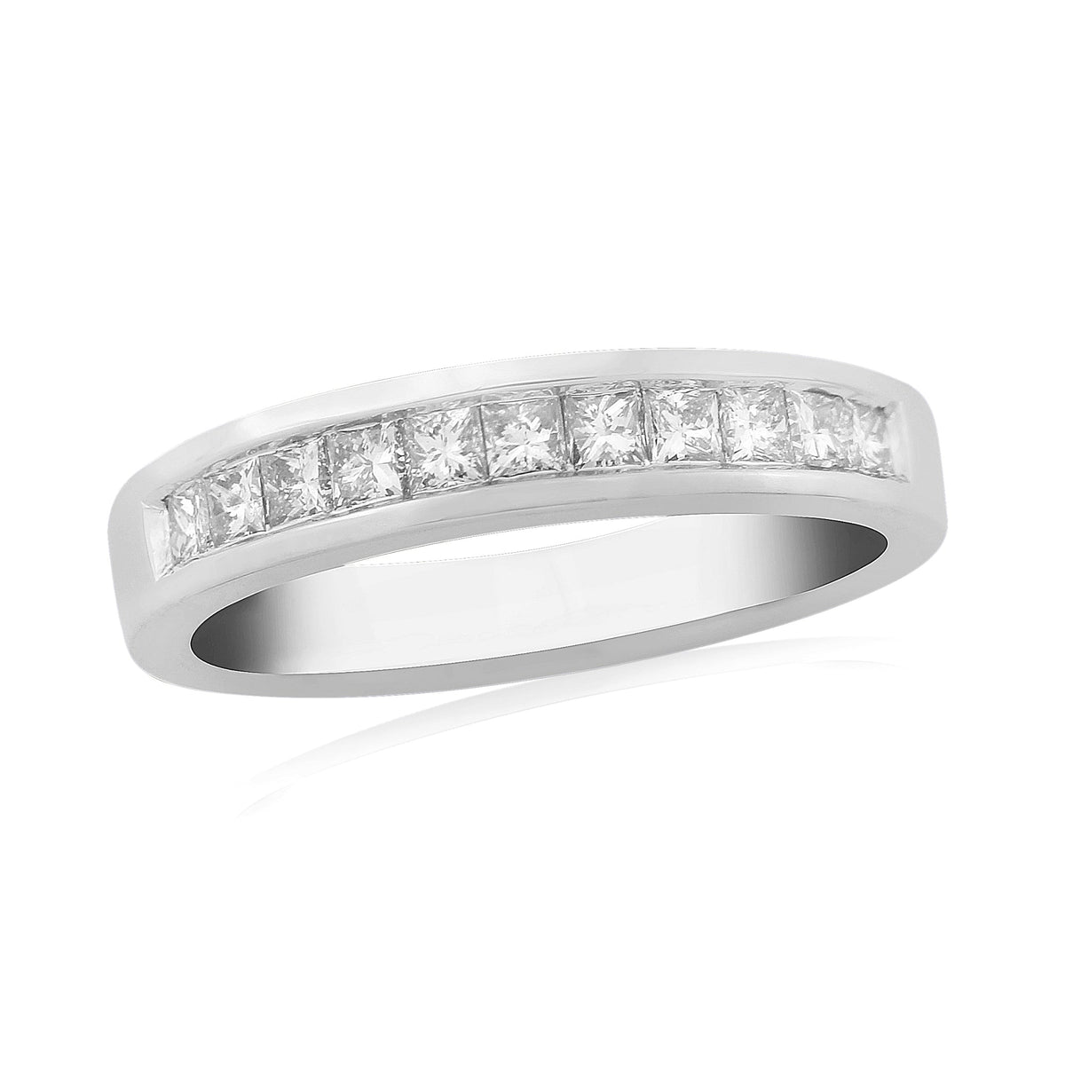 9ct white gold channel set princess cut diamond half eternity ring 0.50ct