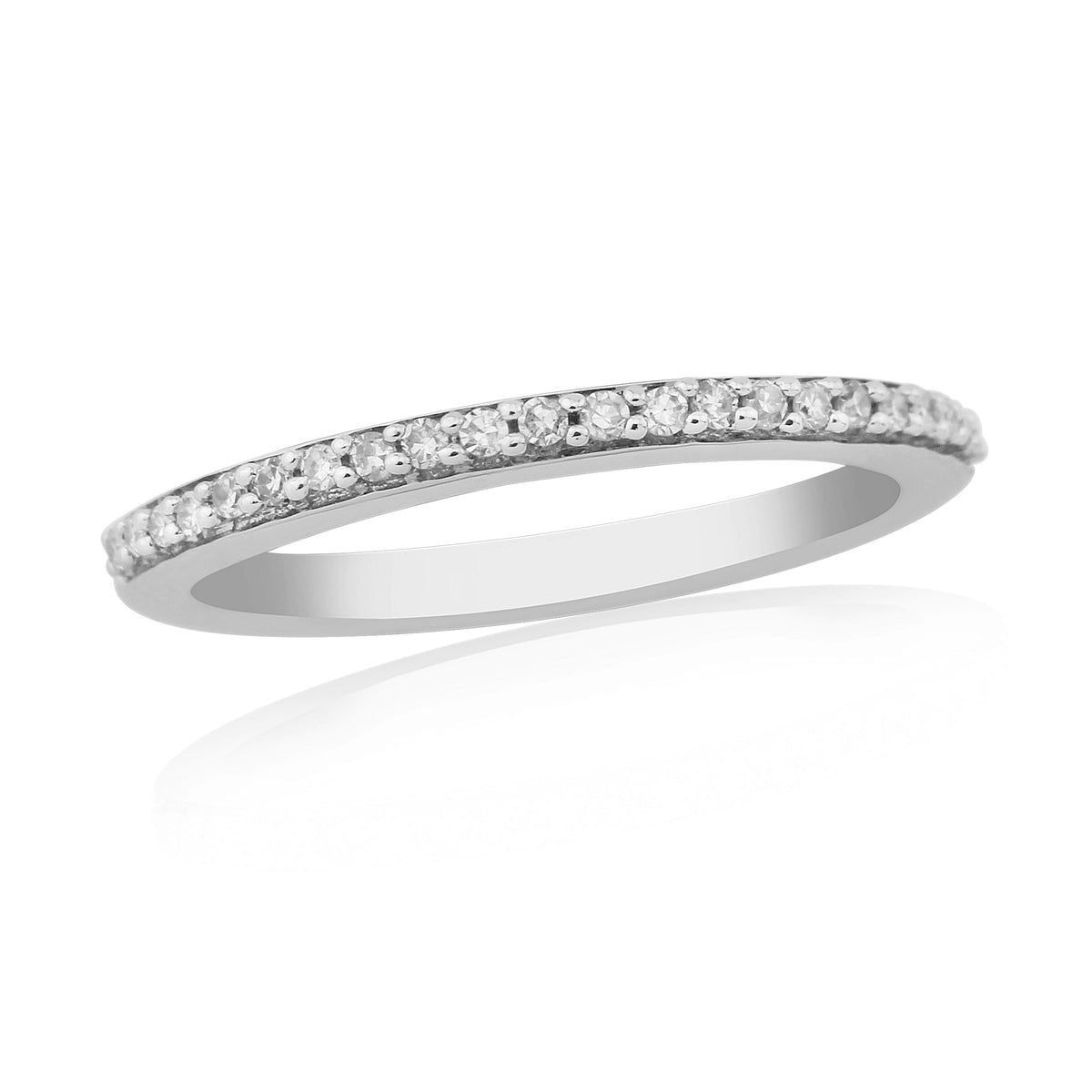 9ct white gold grain set diamond half eternity ring 0.13ct