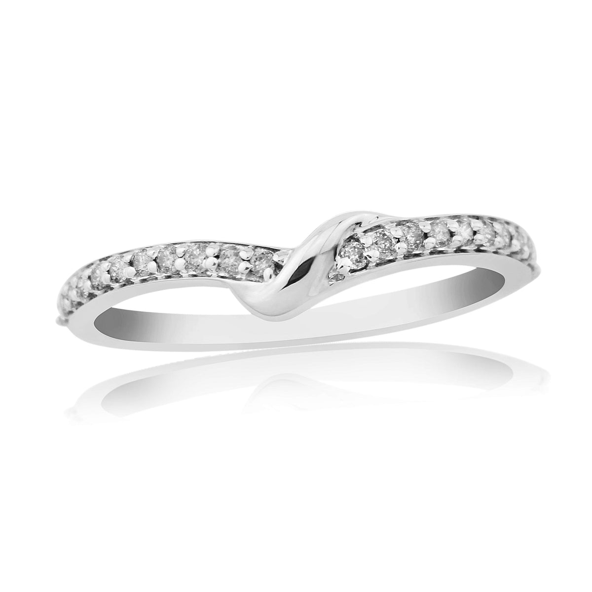 9ct white gold diamond set wishbone ring 0.15ct