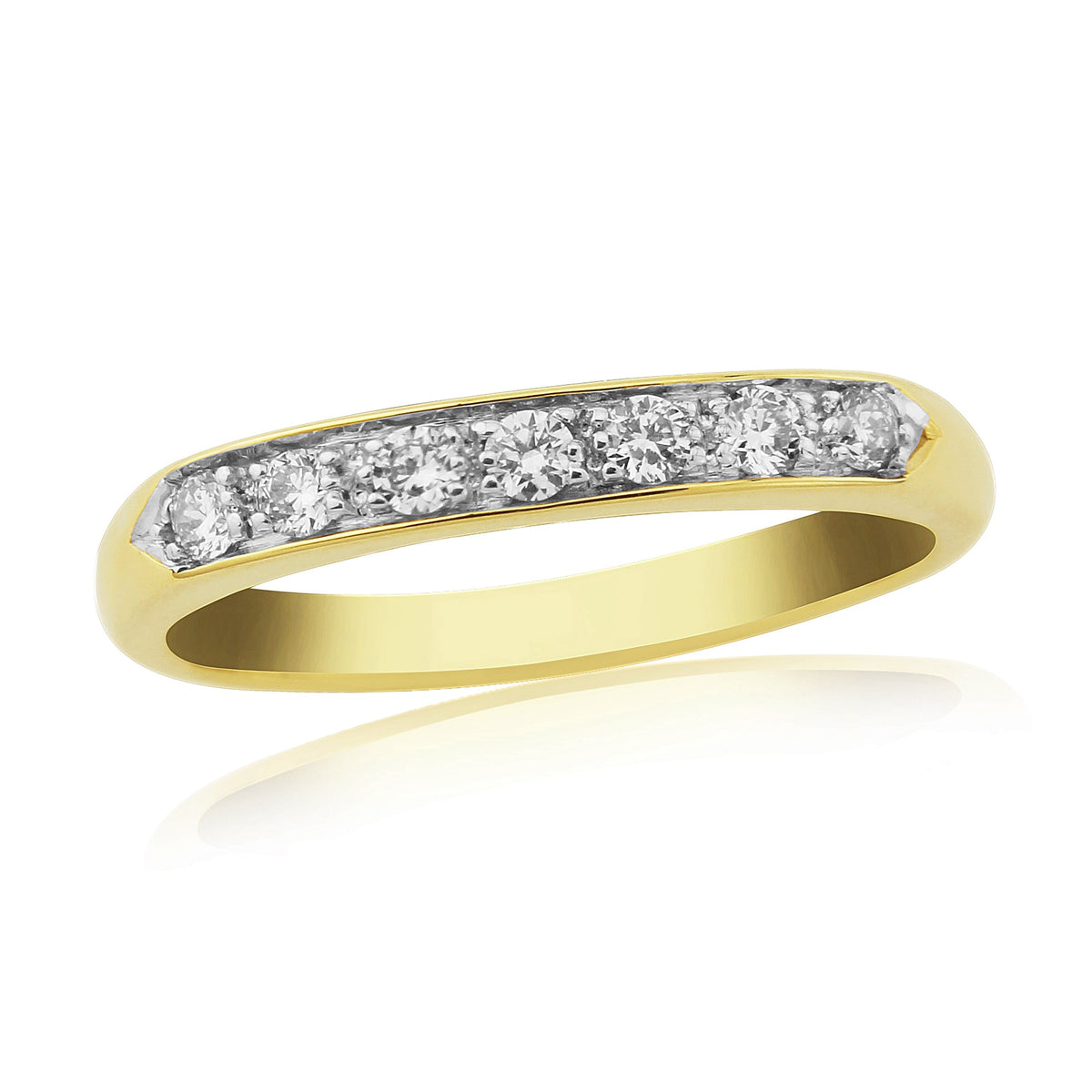 9ct gold grain set diamond half et ring 0.15ct