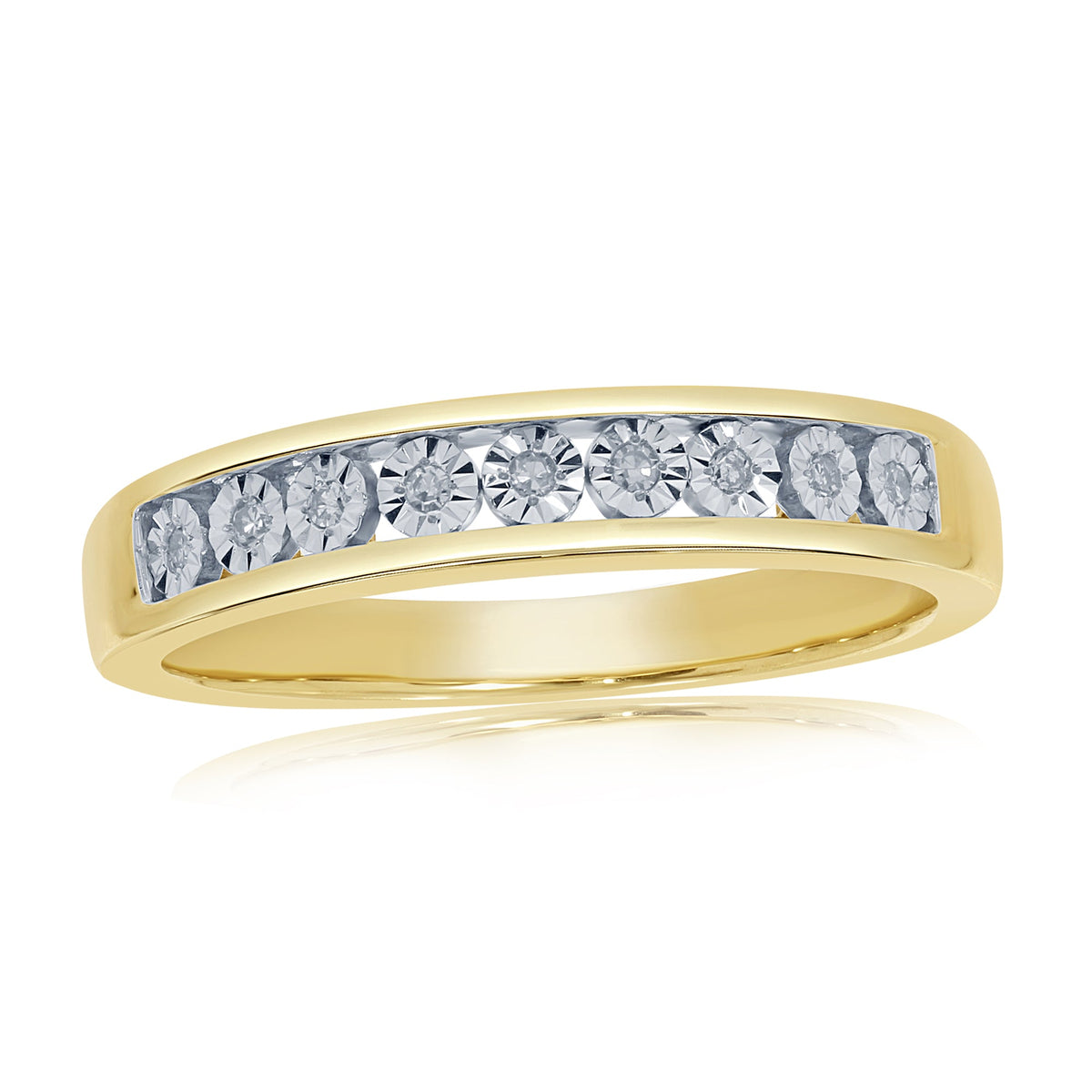 9ct gold miracle plate diamond half et ring 0.05ct