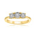 9ct gold 3 stone miracle plate diamond ring 0.15ct