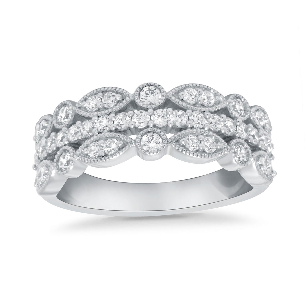 9ct white gold three row diamond half eternity ring 0.69ct