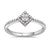 9ct white gold diamond set square shape halo cluster ring with diamond set shoulders 0.33ct