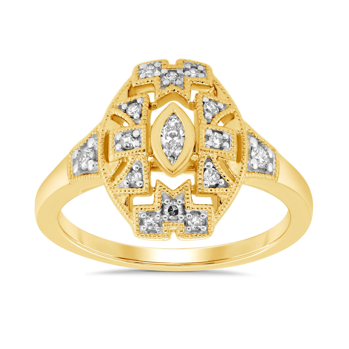 9ct gold art deco style diamond ring 0.20ct