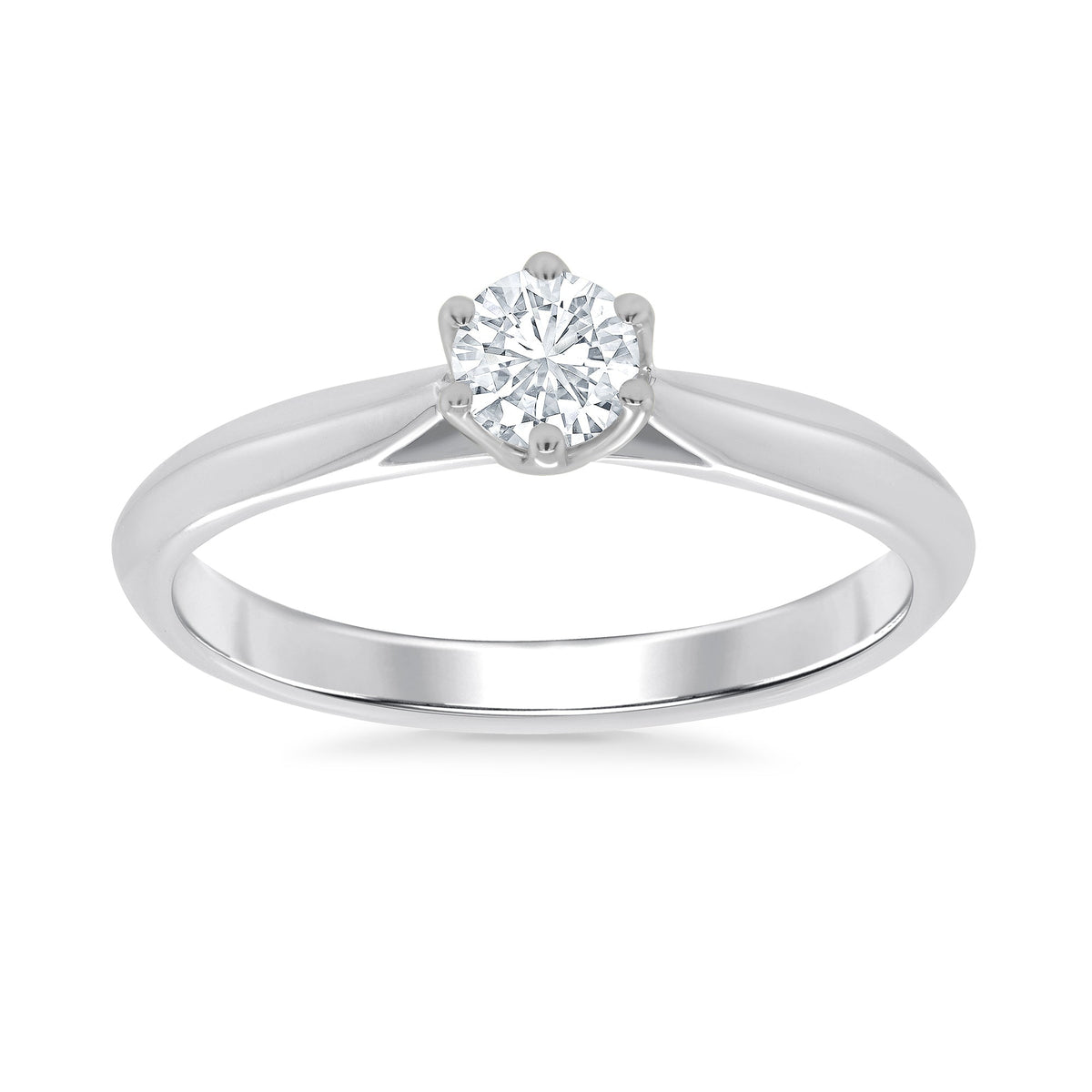 9ct white gold six claw single stone diamond ring 0.33ct