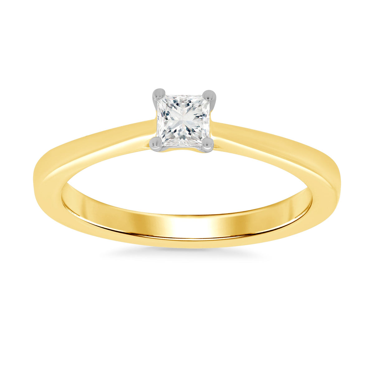 9ct gold princess cut single stone diamond ring 0.25ct