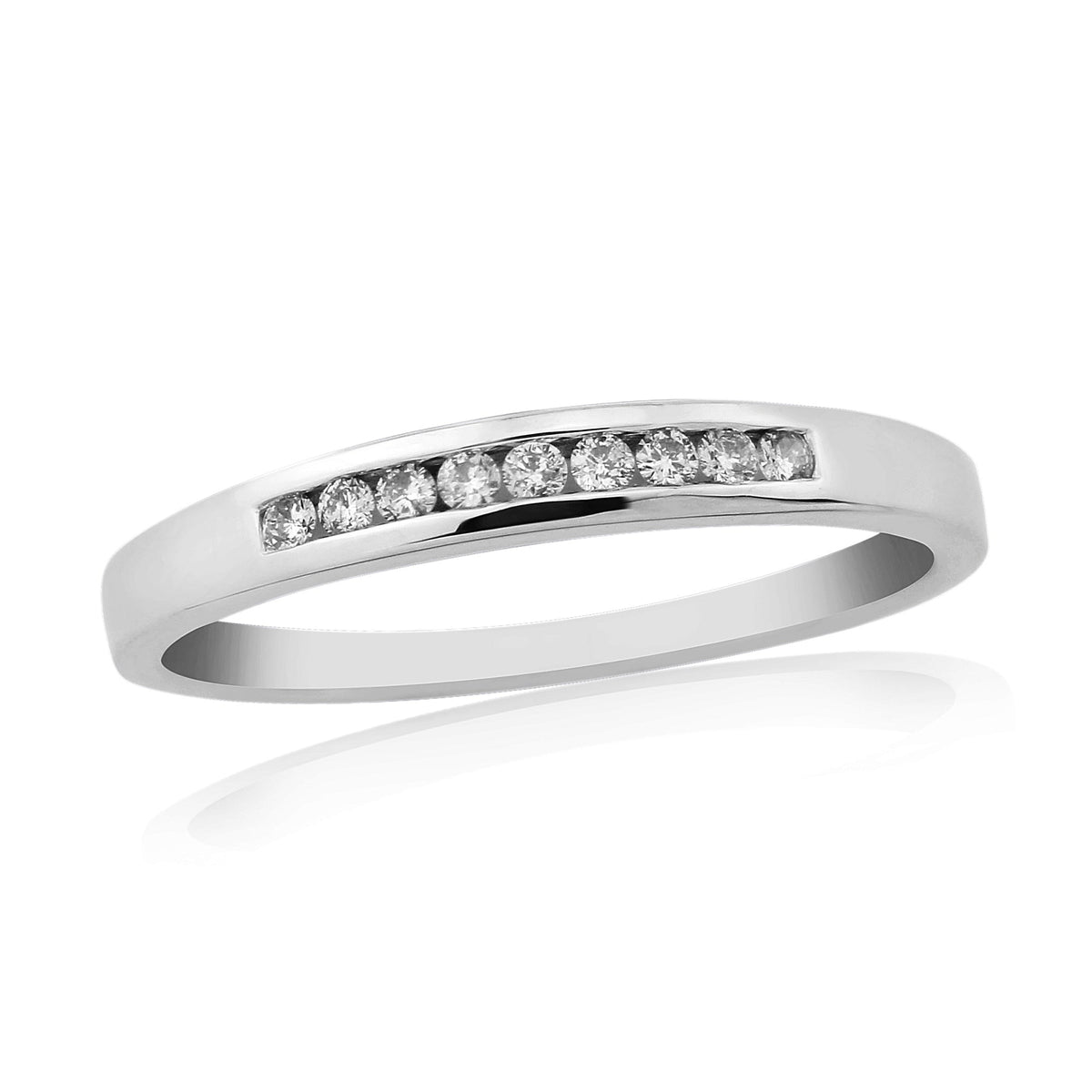 9ct white gold channel set diamond half et ring 0.10ct