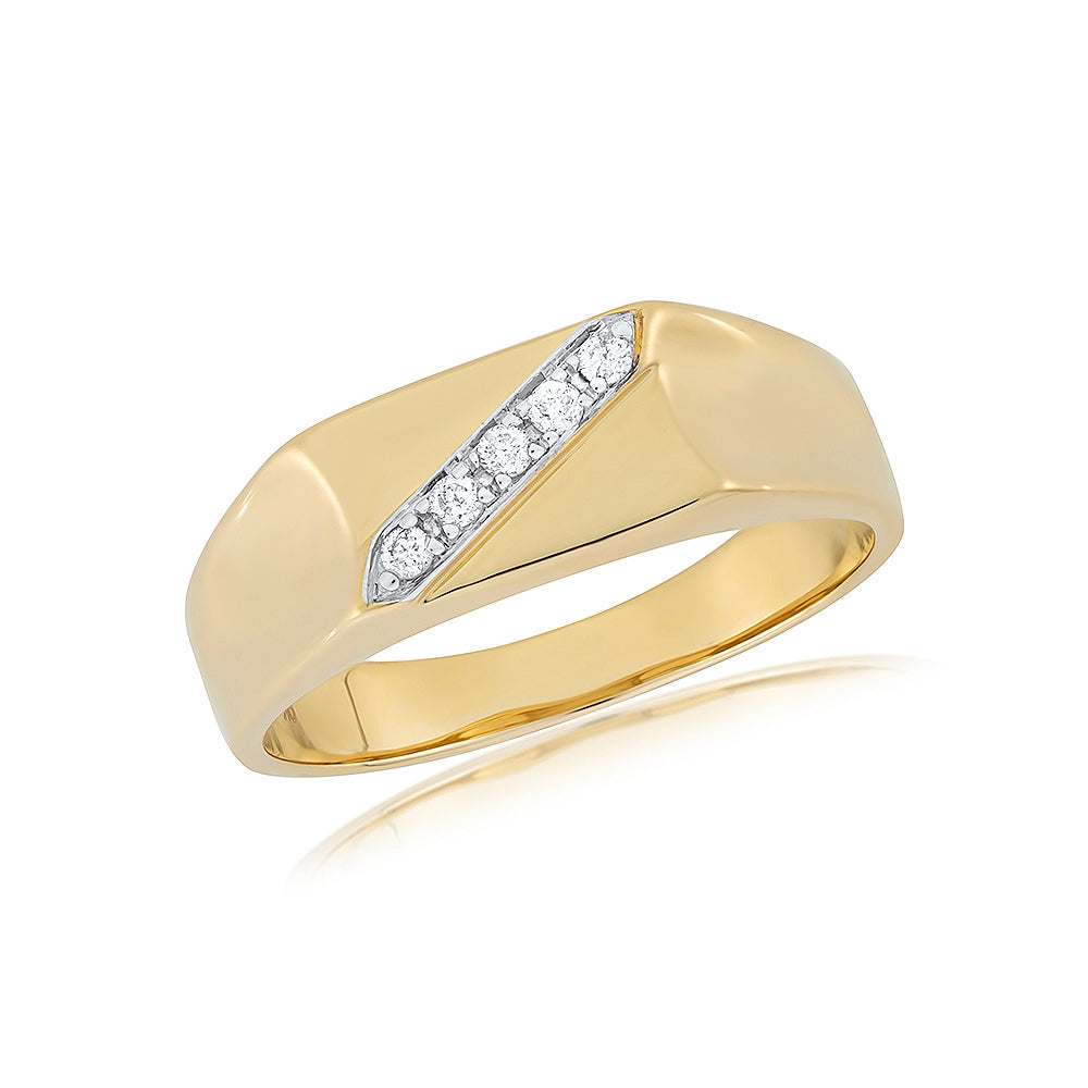 9ct gold gents diamond ring 0.11ct