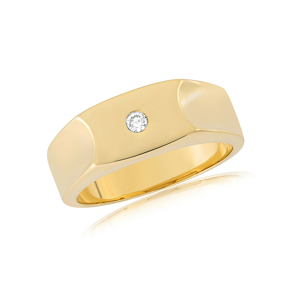 9ct gold single stone gents diamond ring 0.07ct