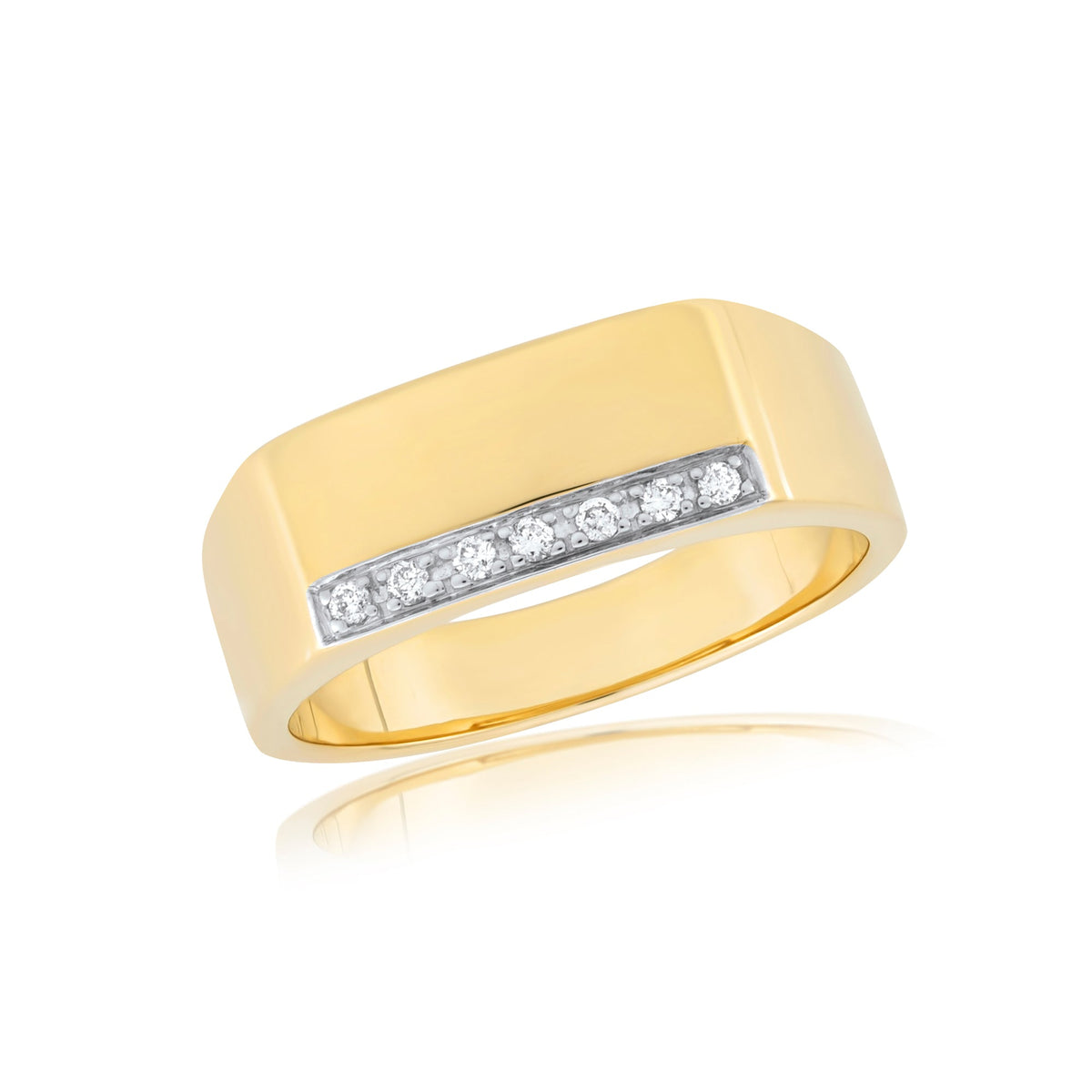 9ct gold gents diamond ring 0.10ct