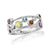 9ct white gold multi gem & diamond ring 0.04ct