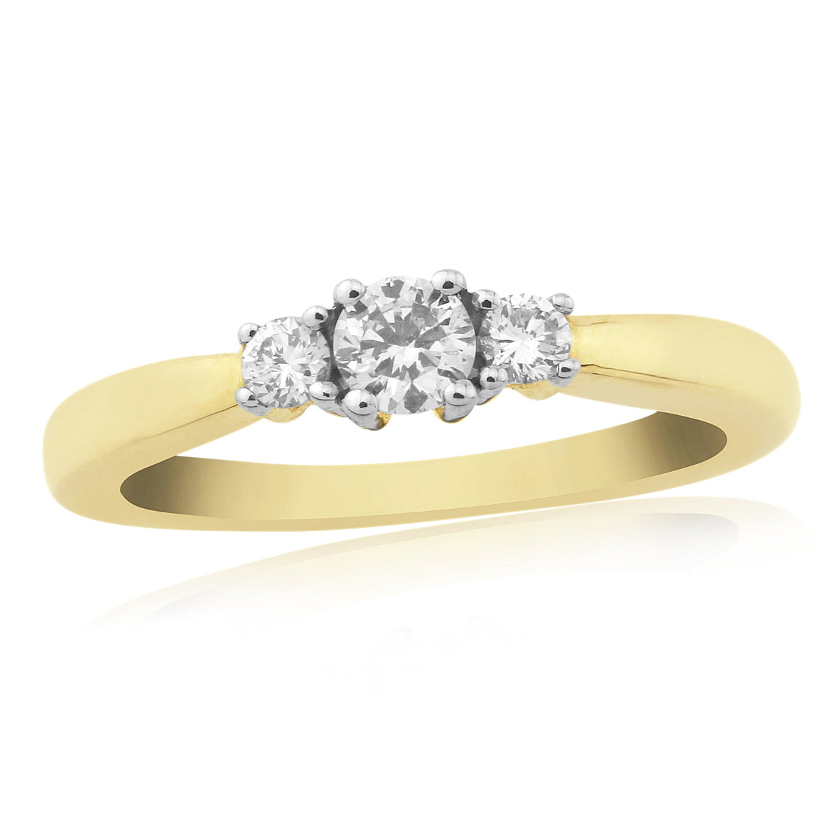 9ct gold three stone diamond ring 0.33ct