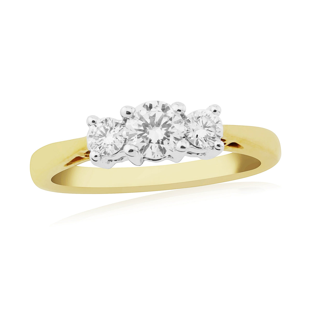 9ct gold three stone diamond ring 0.50ct