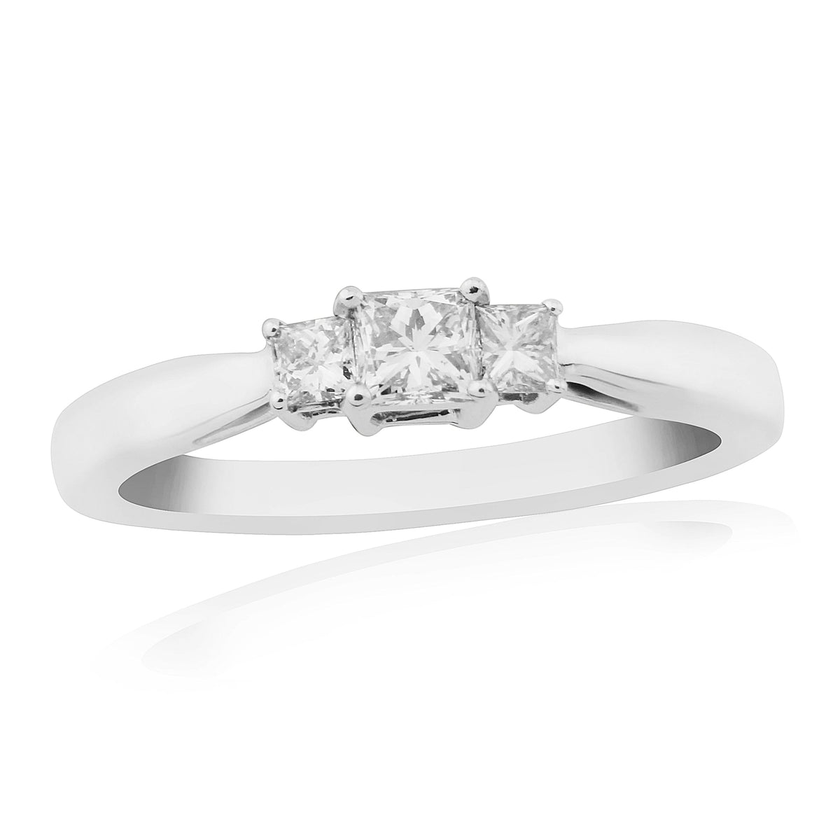 9ct white gold three stone princess cut diamond ring 0.33ct