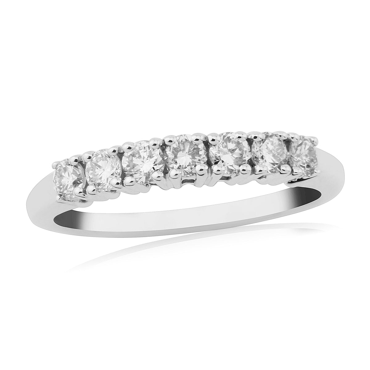 9ct white gold seven stone diamond ring 0.50ct