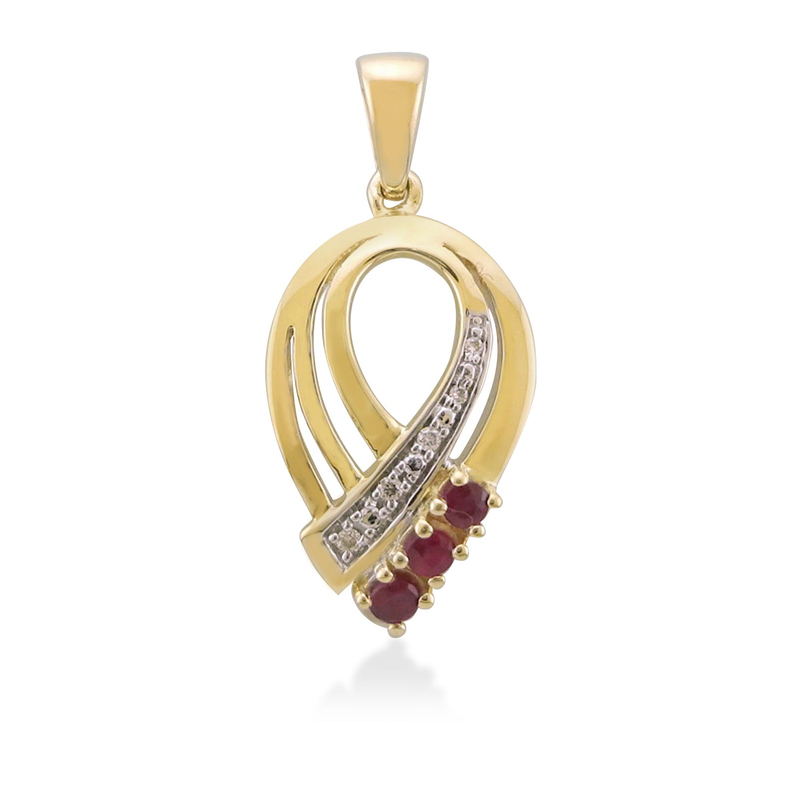 9ct gold ruby & diamond pendant 0.03ct (product width 12.00mm)