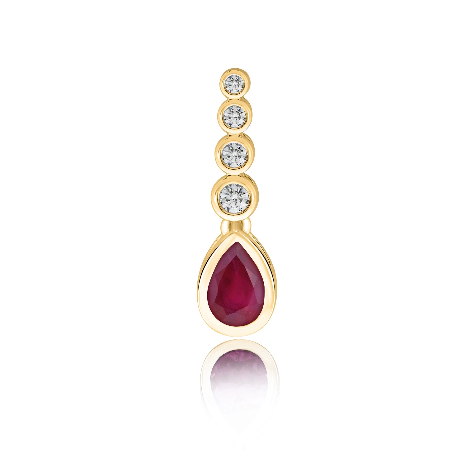 9ct gold 5x3mm pear shape ruby & diamond pendant 0.14ct