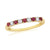 9ct gold 2mm round ruby & diamond half eternity ring 0.14ct