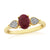 9ct gold 7x5mm oval ruby & diamond cluster set shoulder ring 0.22ct