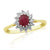 9ct gold 5x4mm oval ruby & diamond cluster ring 0.20ct