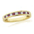 9ct gold channel set ruby & diamond half eternity ring 0.11ct