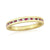 9ct gold channel set ruby & diamond half eternity ring 0.10ct