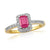 9ct gold 6x4mm octagon cut ruby & diamond cluster ring 0.23ct